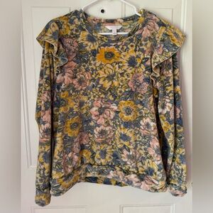 LC Lauren Conrad size large velvety floral sweater blouse
